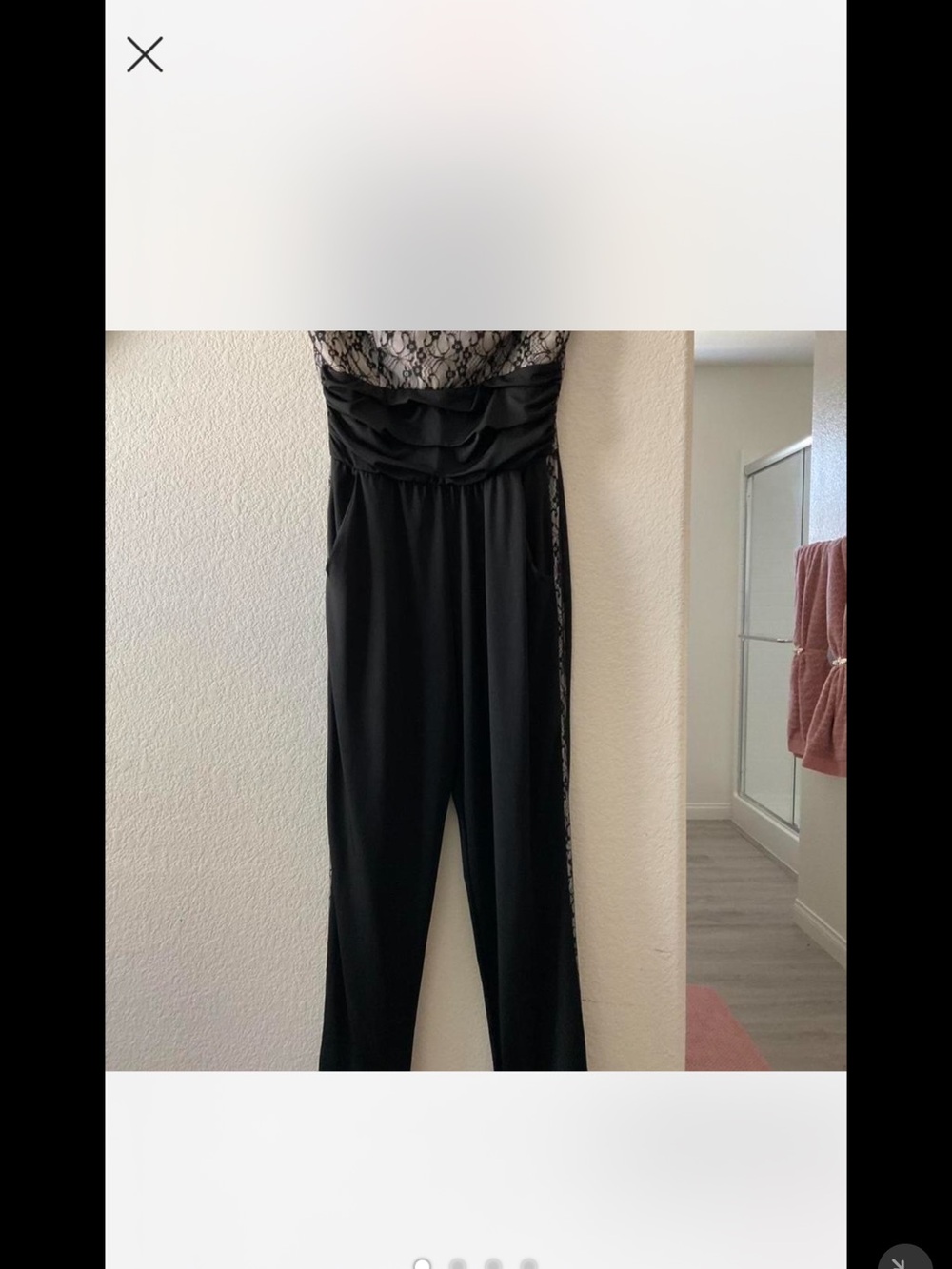 Black Lace-Accented Strapless Jumpsuit